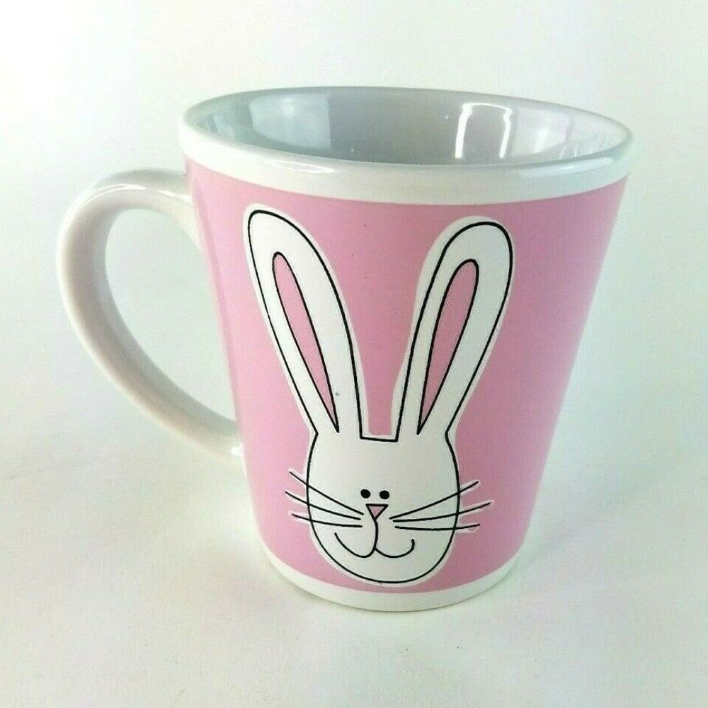 Pink/ White Easter Bunny Rabbit Tall Ears Mug Cup Coffee Tea Cocoa